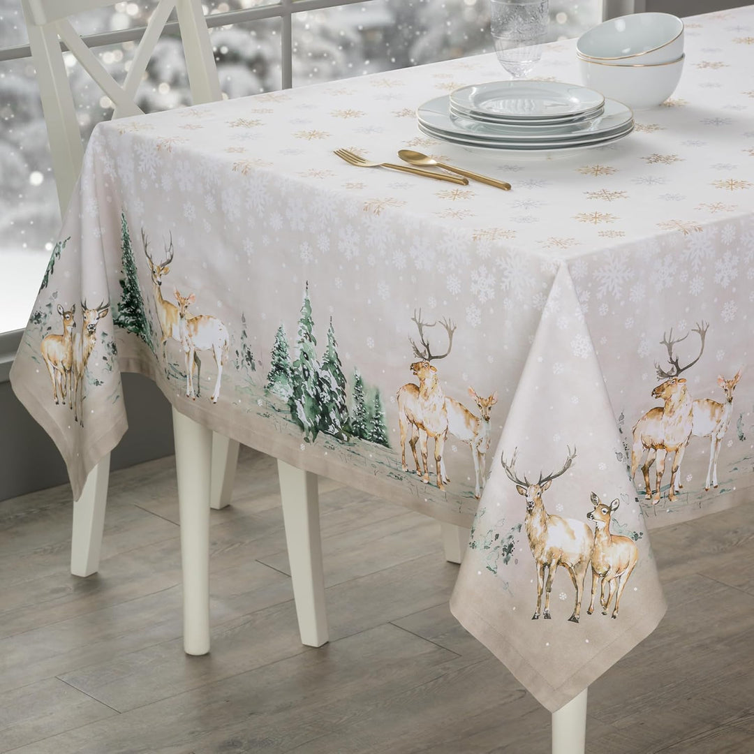Maison d' Hermine Deer In The Woods 100% Baumwolle Tischdecke für Küche | Abendessen | Tischplatte |