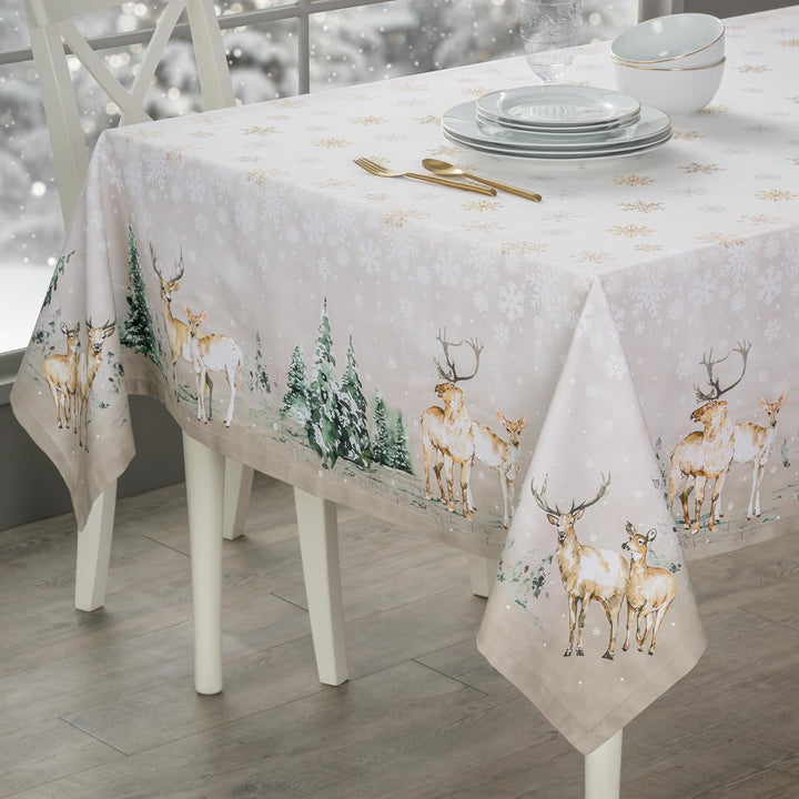 Maison d' Hermine Deer In The Woods 100% Baumwolle Tischdecke für Küche | Abendessen | Tischplatte |