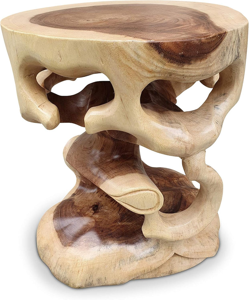 Kinaree Suar Beistelltisch Bonsai - 40cm Blumenhocker - Suar Holz Hocker in 2 Varianten Natur, Natur