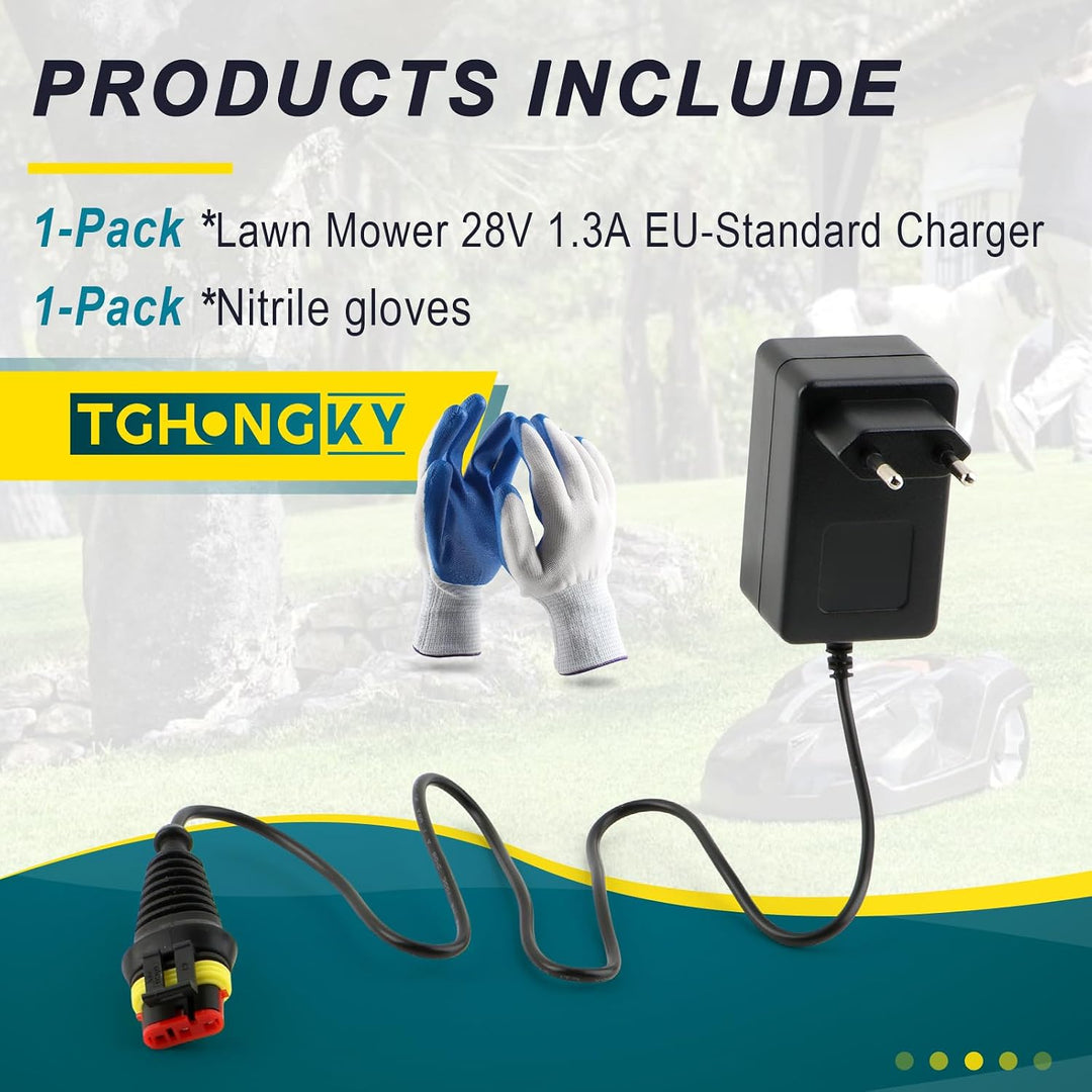 28V 1,3A Ladegerät Kompatibel mit Husqvarna Automower 105 305 310 | EU Netzteil Adapter für 315 315X