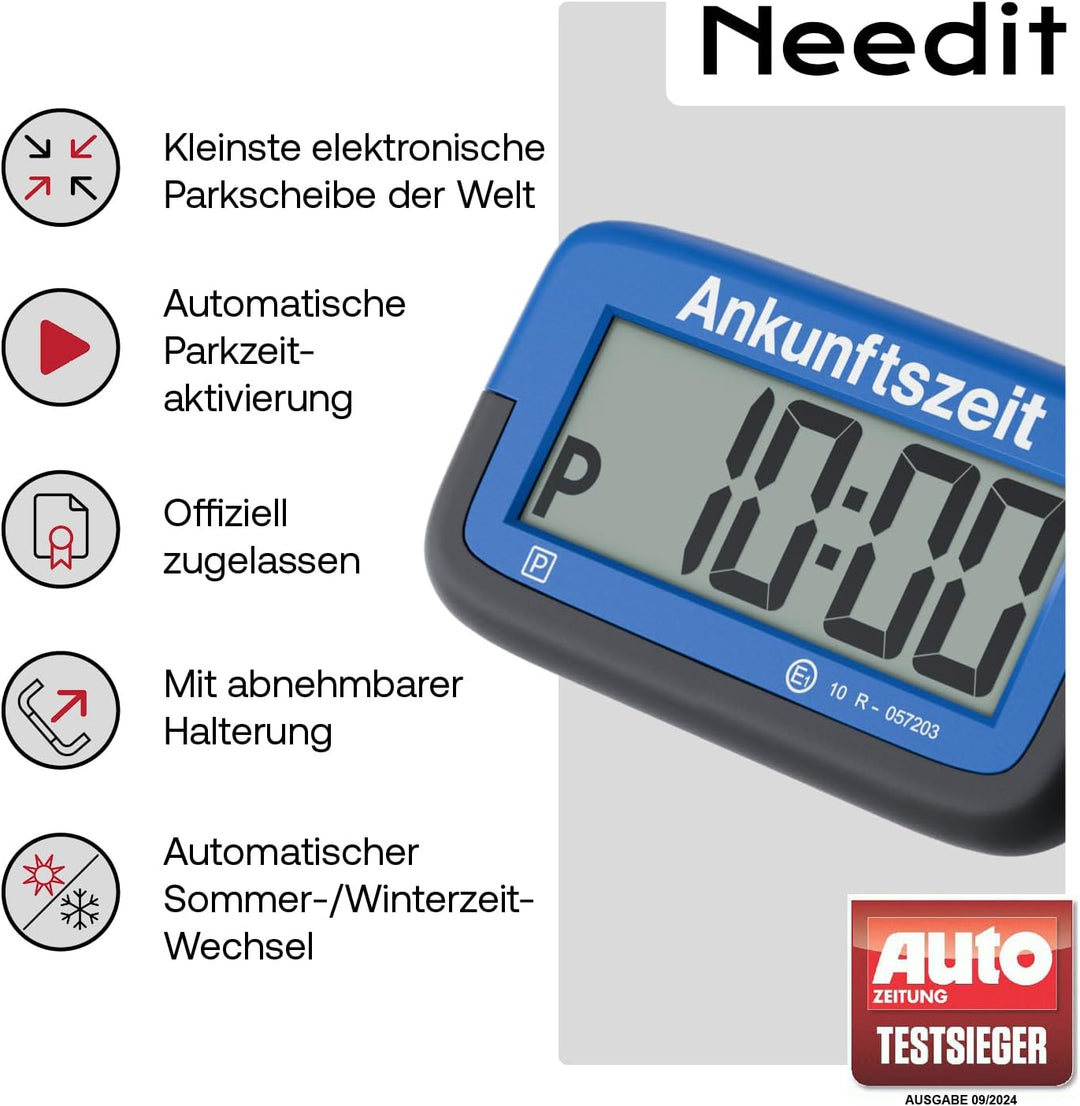 2X Needit Park Micro elektronische Parkscheibe mit Zulassung I Die kleinste Parkscheibe der Welt | D