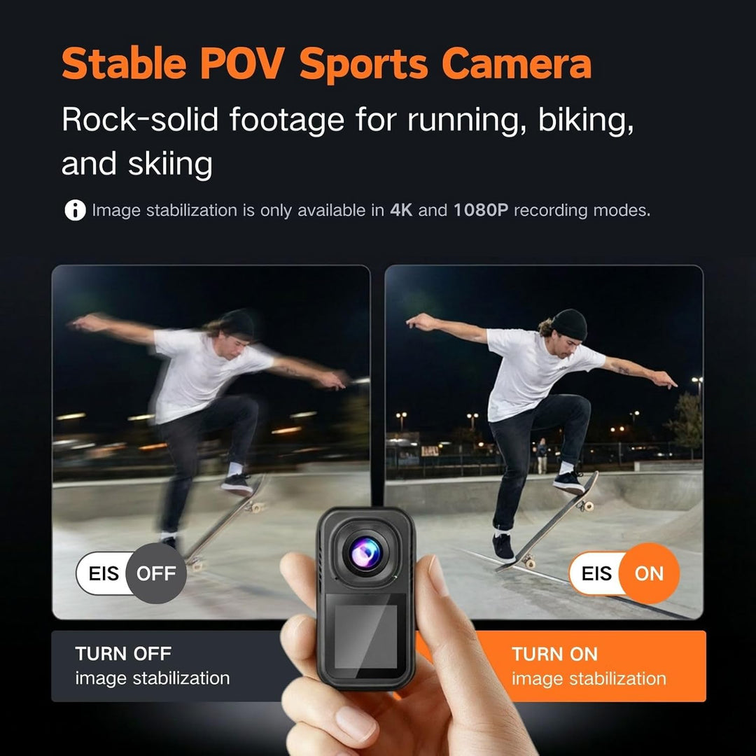 5K 64MP Action Cam mit Magnetischer Halterung, 66g Helmkamera für Motorrad & Fahrrad, Dual-Display V