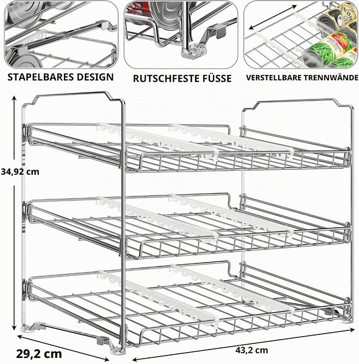 Simple Houseware Stapelbarer Dosenregal-Organizer von SimpleHouseware, Chrom, Chrom