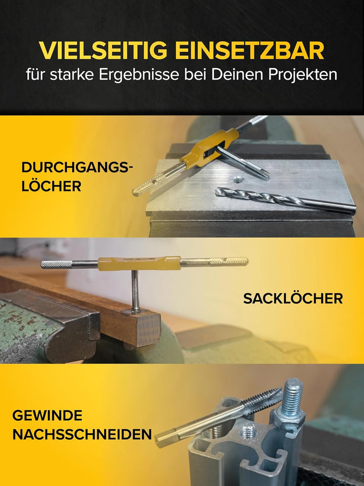 Gewindeschneider Set [aus HSS Stahl | mit Kernlochbohrer Satz] - 15 tlg. Gewindebohrer Set in belieb