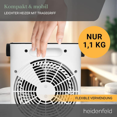 Heidenfeld Heizlüfter HL100 | 𝟯 𝐉𝐀𝐇𝐑𝐄 𝐆𝐀𝐑𝐀𝐍𝐓𝐈𝐄 - 2000 Watt - Heizkörper - Elektro Heizlüfter - Elekt