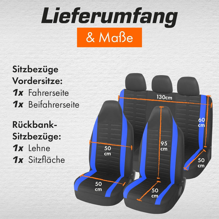 Upgrade4cars Autositzbezüge Set für Pilotensitze | Autositzbezug Komplettset in Blau | Autoschonbezü