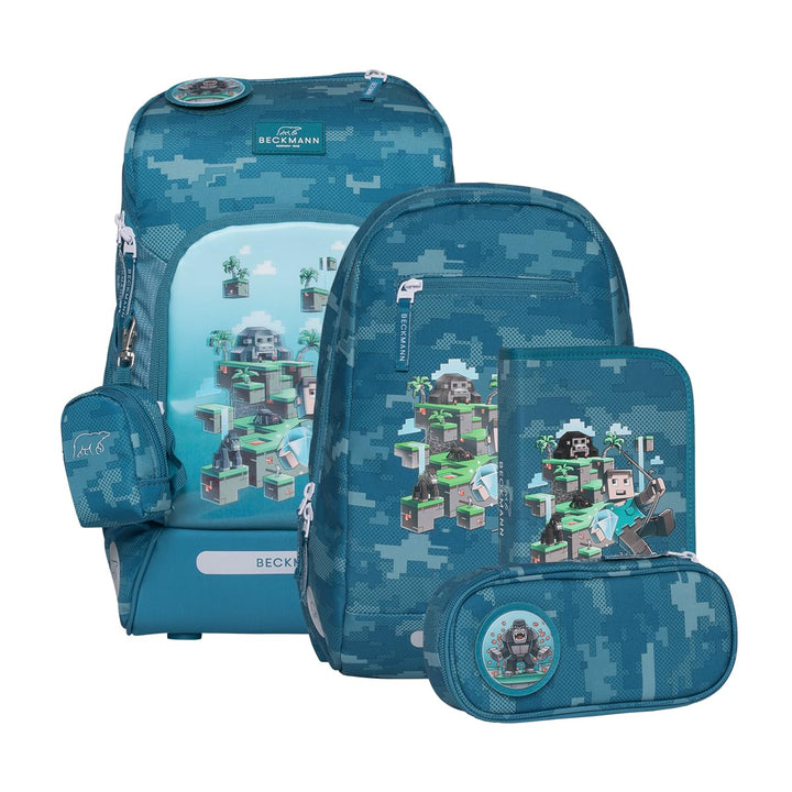 BECKMANN, Schulrucksack-Set Active Air FLX, 6-teilig, Grundschule, inkl. Regenüberzug, 22L Jungle Ga