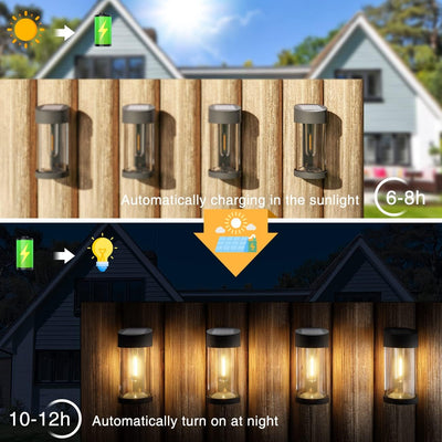 Woolmug Solarlampen für Aussen Garten [2 Stück/Warmweiss] Solar Wandleuchte Aussen Solarleuchten Gar