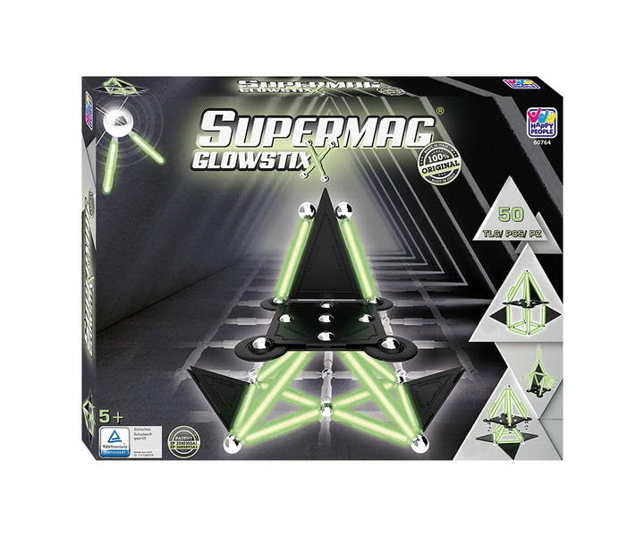 Happy People Supermag GlowStix Magnetisches Konstruktionsspielzeug Magnetische Bausteine Magnetspiel