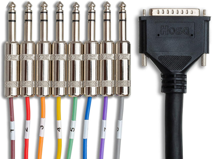 Hosa DTP-804, standard Multicore Kabel, 1 DB25 Stecker an 8 symmetrischen Klinkenstecker, 4m Länge,