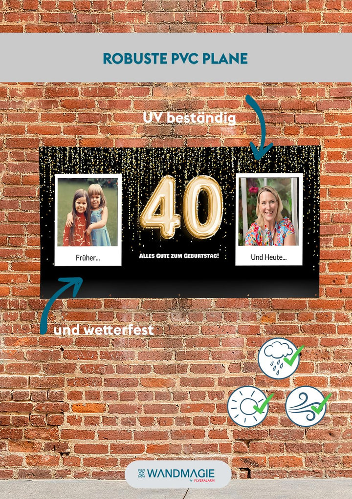 Banner zum 60. Geburtstag selbst gestalten (50cm x 150cm) Personalisierter Geburtstagsbanner für Man