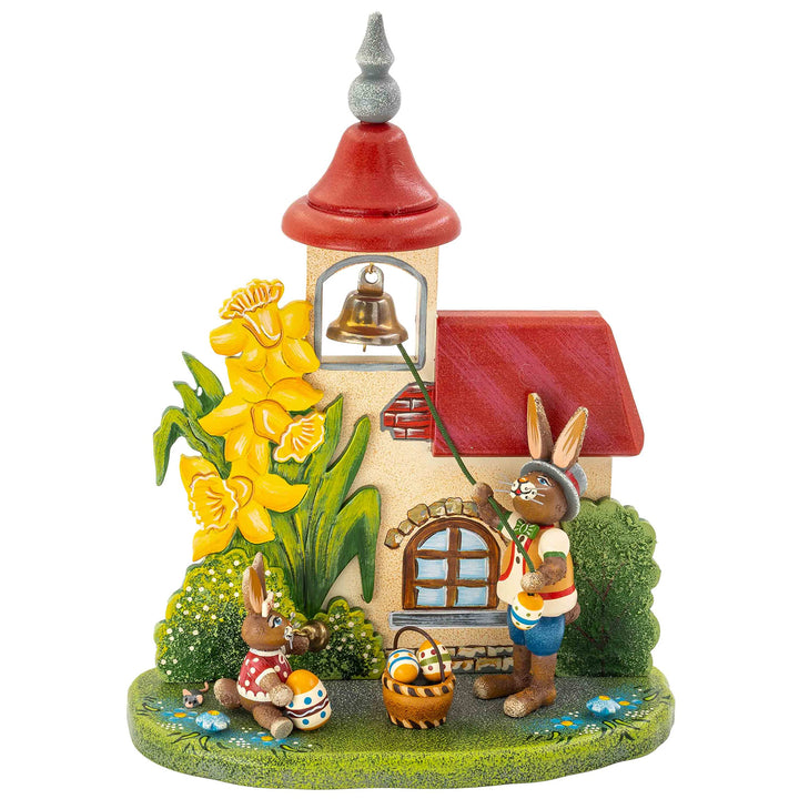 Hubrig-Volkskunst Hasenland Osterglockenläuten, B x H 14 x18 cm