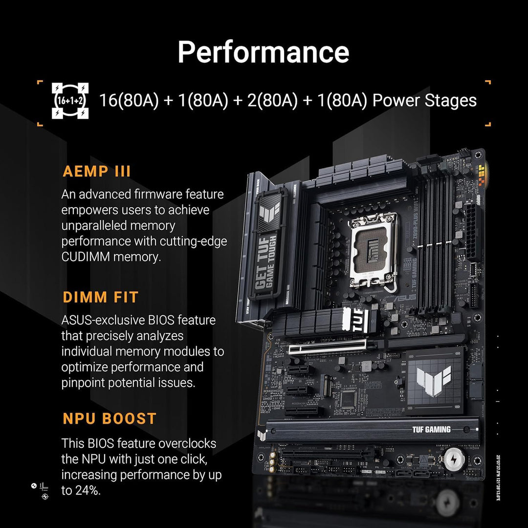 ASUS TUF Gaming Z790-PLUS WiFi Mainboard Intel Z790 LGA 1700 ATX (PCIe 5.0, Four M.2, 16+1 DrMOS, DD
