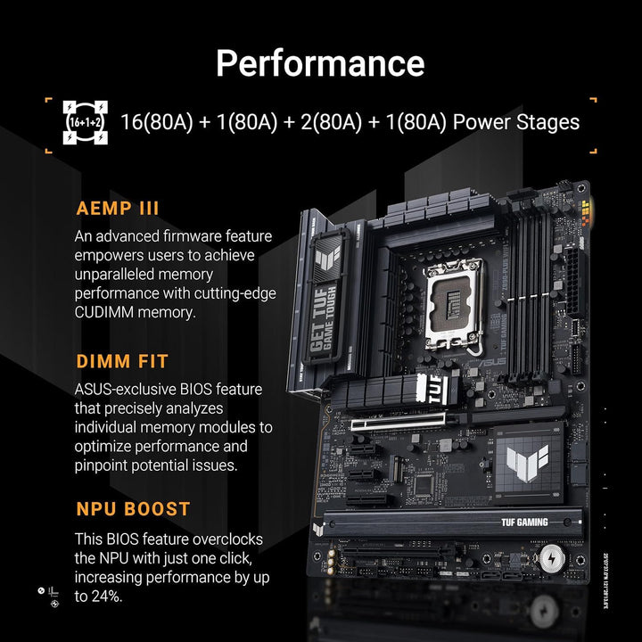 ASUS TUF Gaming Z790-PLUS WiFi Mainboard Intel Z790 LGA 1700 ATX (PCIe 5.0, Four M.2, 16+1 DrMOS, DD