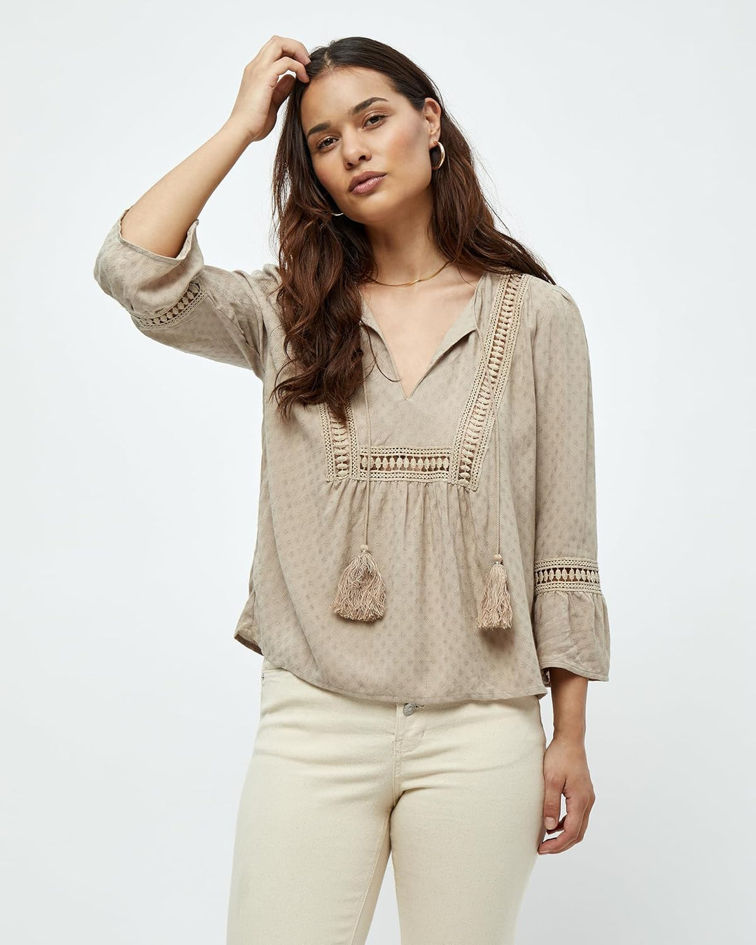 Desires Damen Bluse mit 3/4-Ärmeln S 0021 Cobblestone, S 0021 Cobblestone