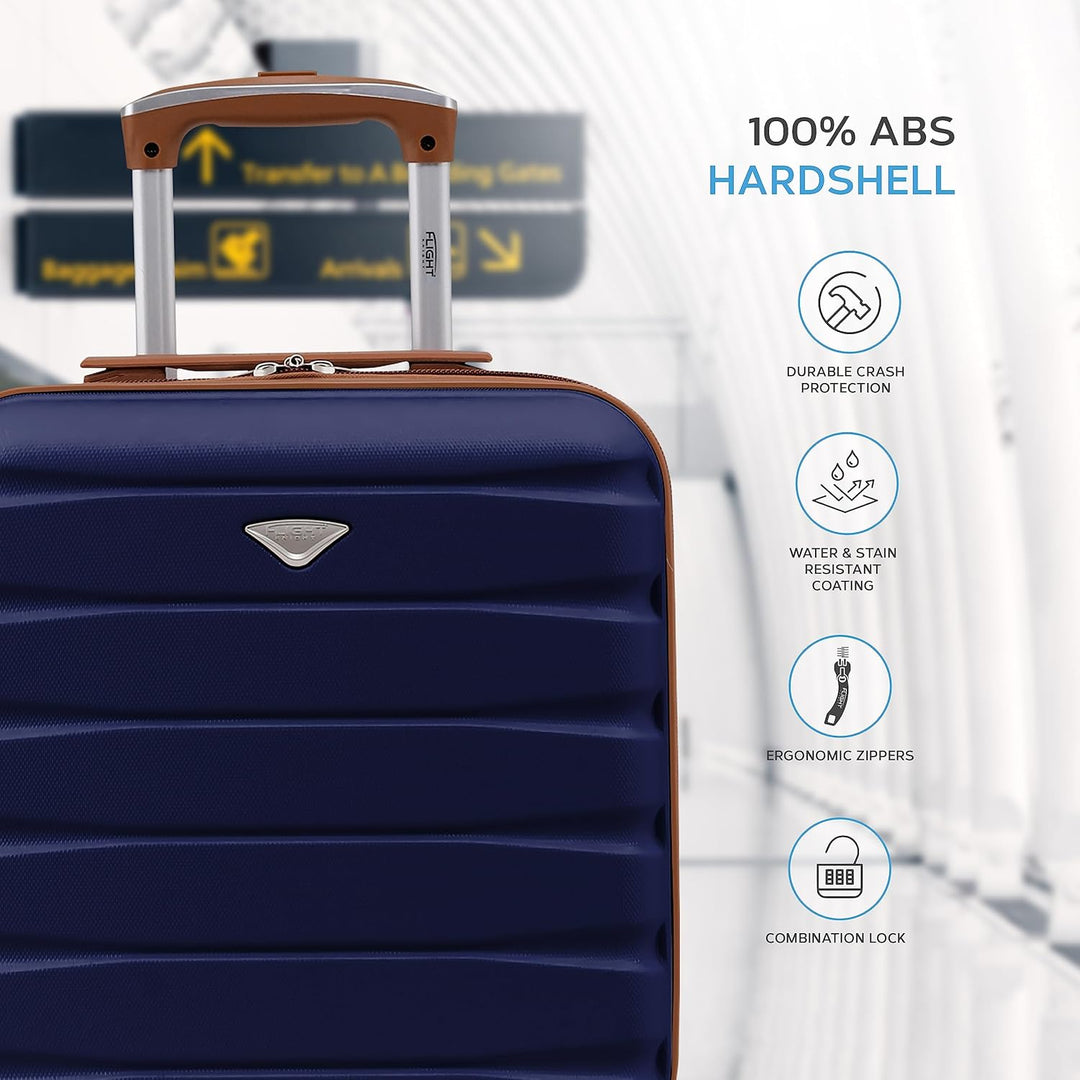 Flight Knight Leichtes, starres ABS-Handgepack mit 4 Radern, zugelassen fur uber 100 Fluggesellschaf
