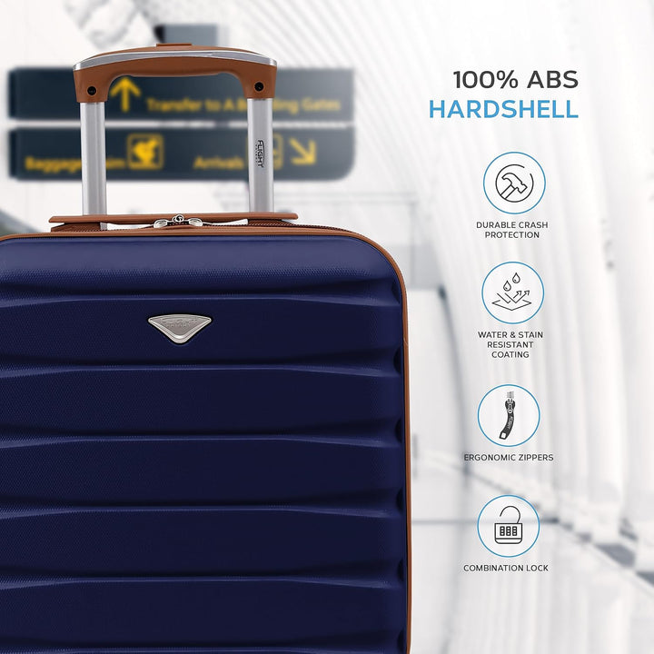 Flight Knight Leichtes, starres ABS-Handgepack mit 4 Radern, zugelassen fur uber 100 Fluggesellschaf