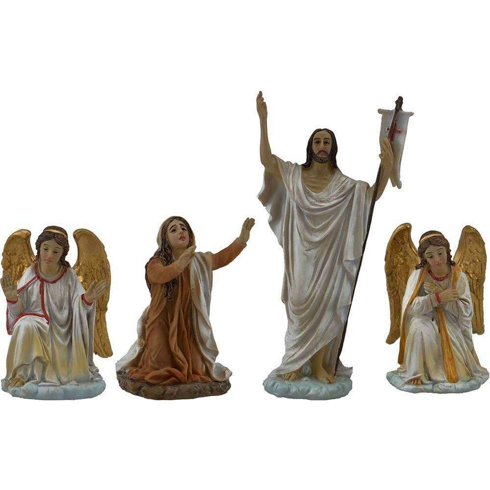 Set mit 4 Figuren, Jesus, aus Kunstharz, Oster-Krippe, 14 cm