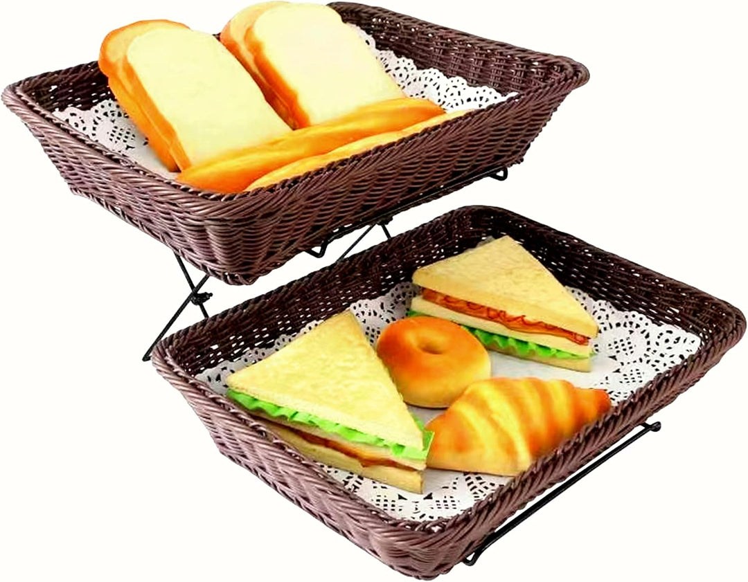 2-Stücke von 15,7 Zoll Brot Körbe mit einem Ständer zum Servieren, Normale Körbe für Lagerung, Poly