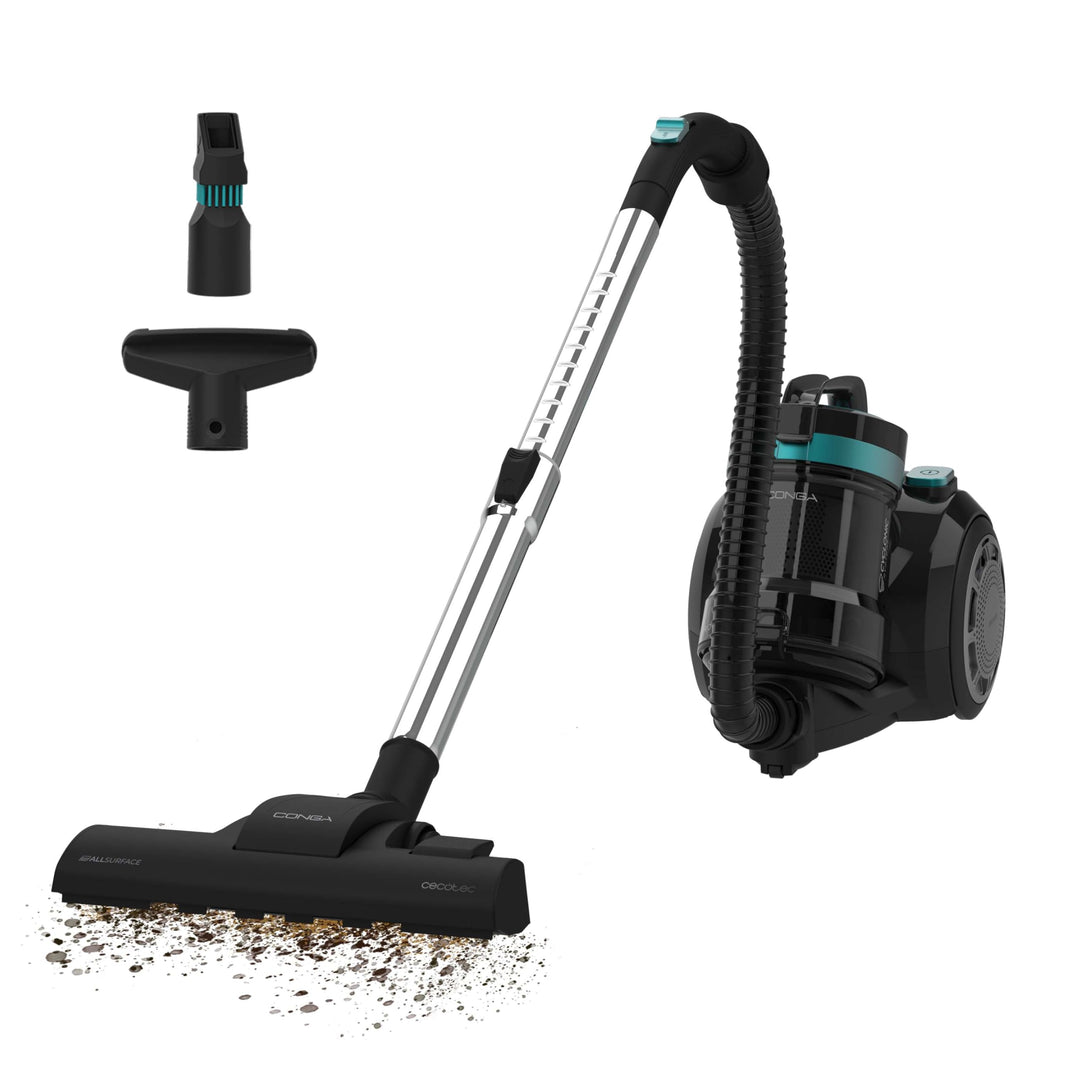 Cecotec Beutelloser Bodenstaubsauger Conga Rocksta Cyclonic Plus. 800W, Grosse Kapazität 2L Behälter