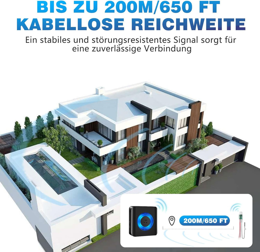 Satisure Funksignal Weiterleitung, 3 Empfänger 1 Sender Türklingel Weiterleitung Funk Klingelanlagen