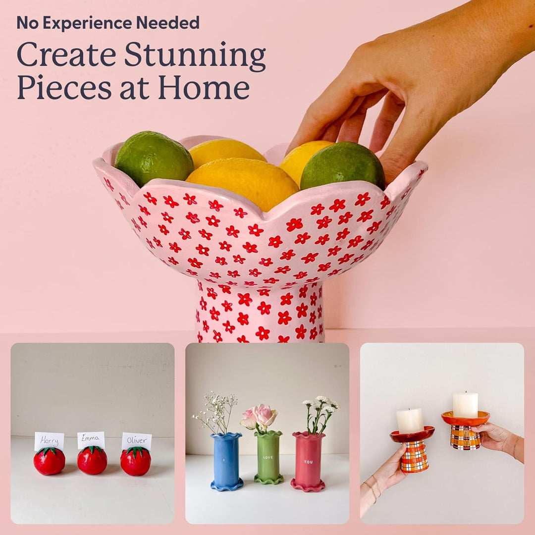 Sculpd Pottery Starter Kit – Komplettes lufttrockenes Ton-Einsteigerset für 2 Erwachsene: Enthält Bi
