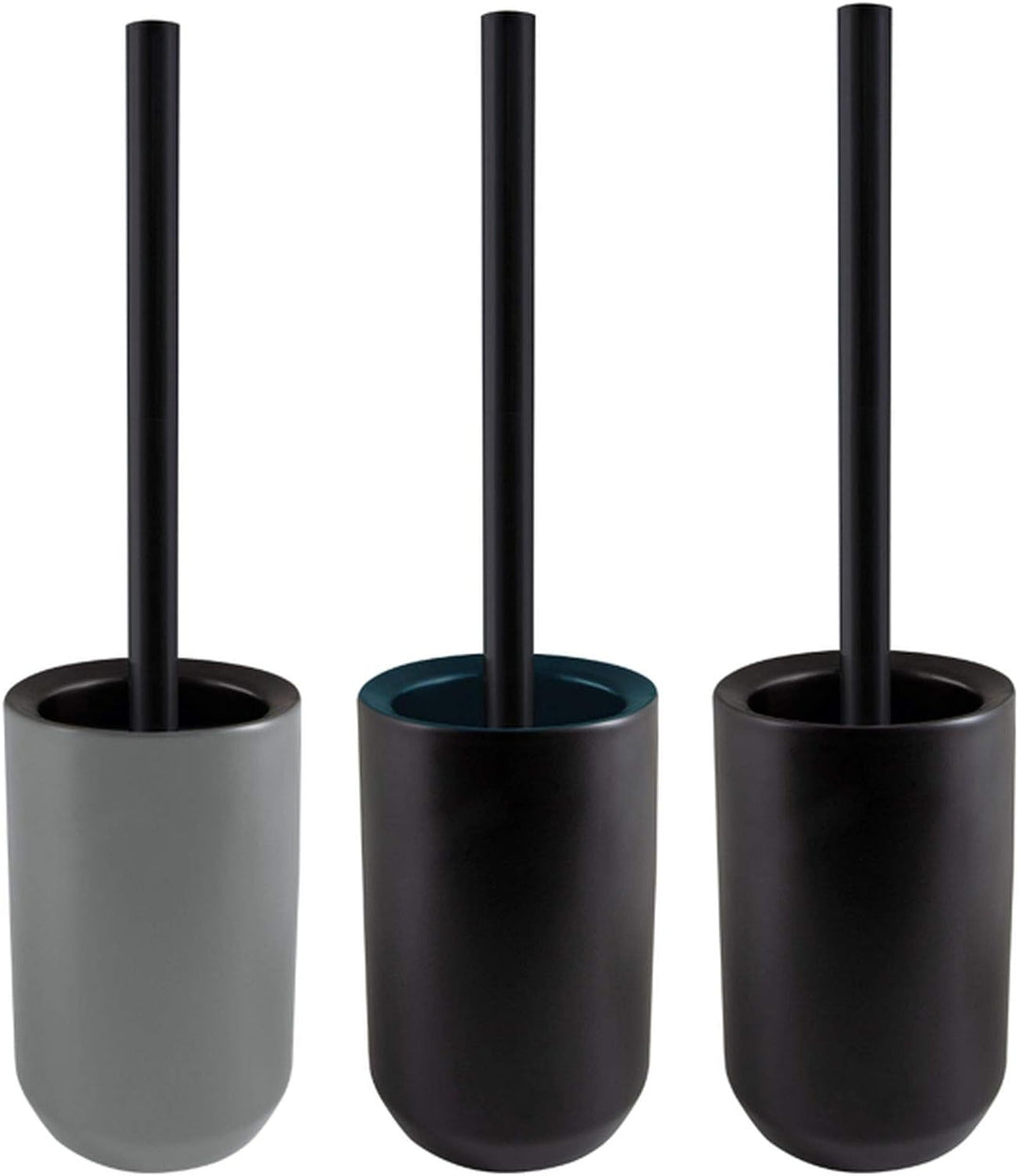 Spirella WC Bürste Toilettenbürste Klobürste Jaro Steingut 11 x 41,5 cm - Schwarz Schwarz Glänzend_s