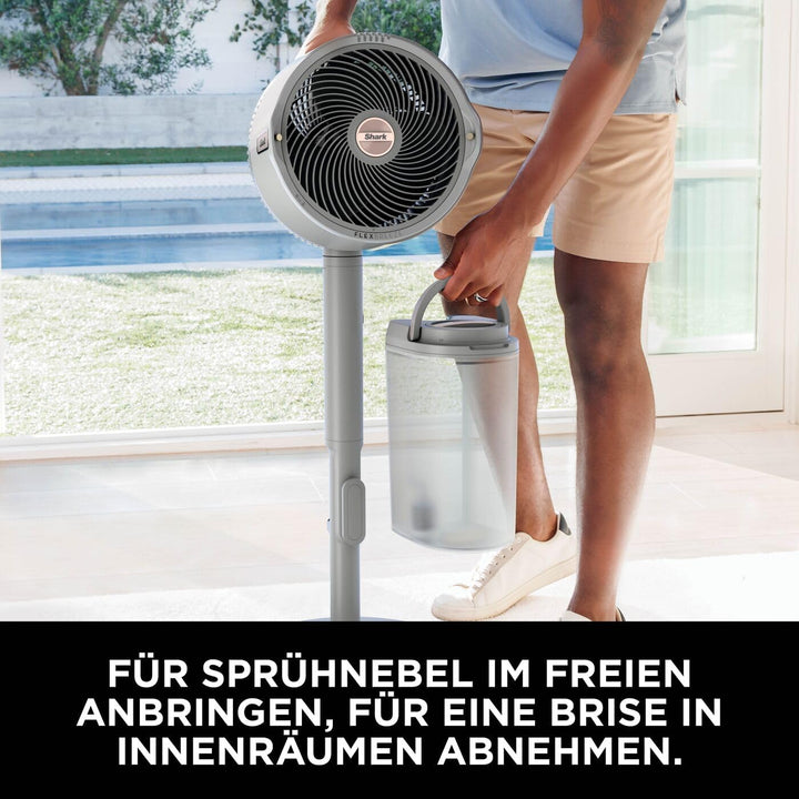 Shark FlexBreeze Pro Mist Akku-Ventilator für innen und aussen mit Sprühsystem, tragbarer Sprühtank,