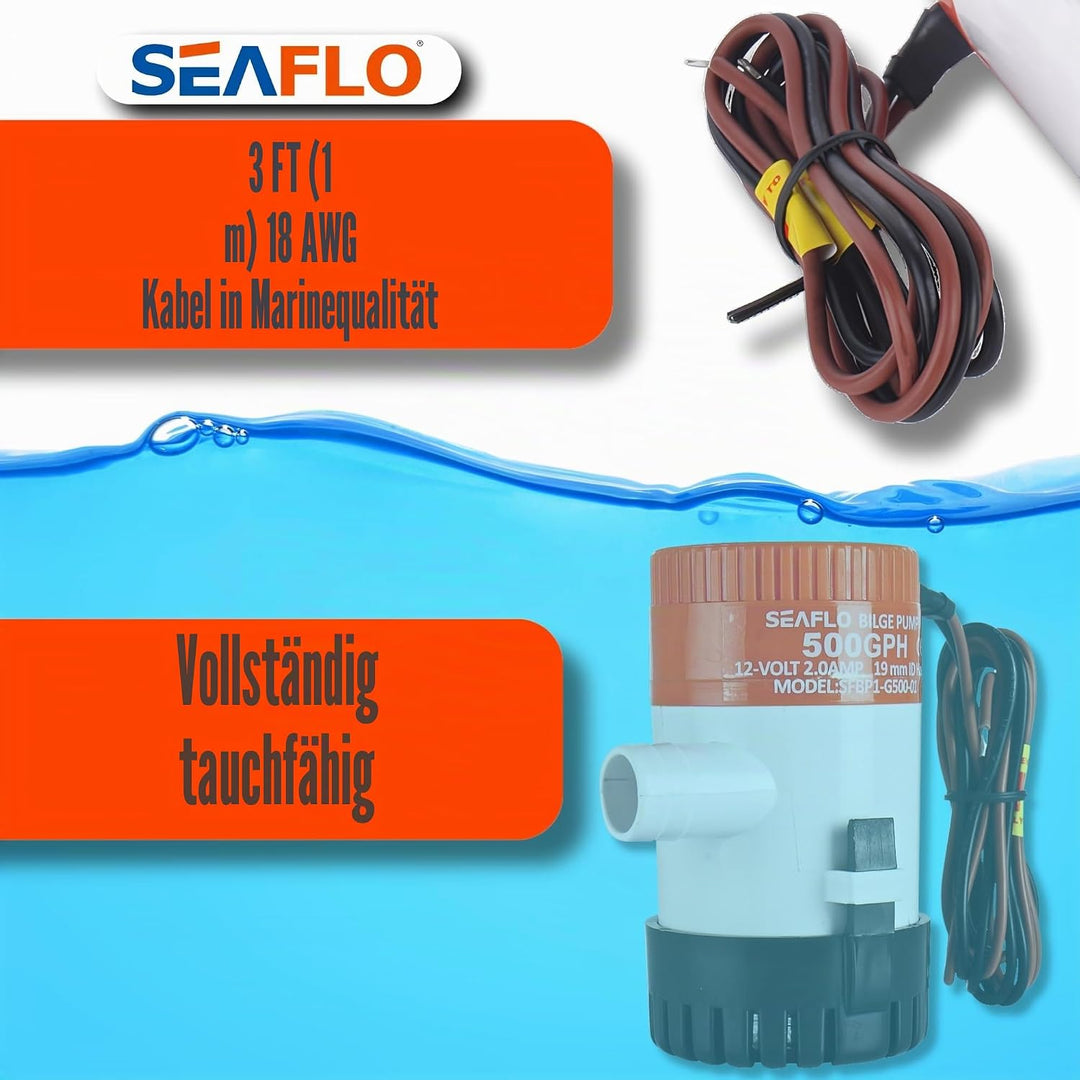 LIGHTEU Seaflo 12v 500 GPH Bilge Pump by Seaflo