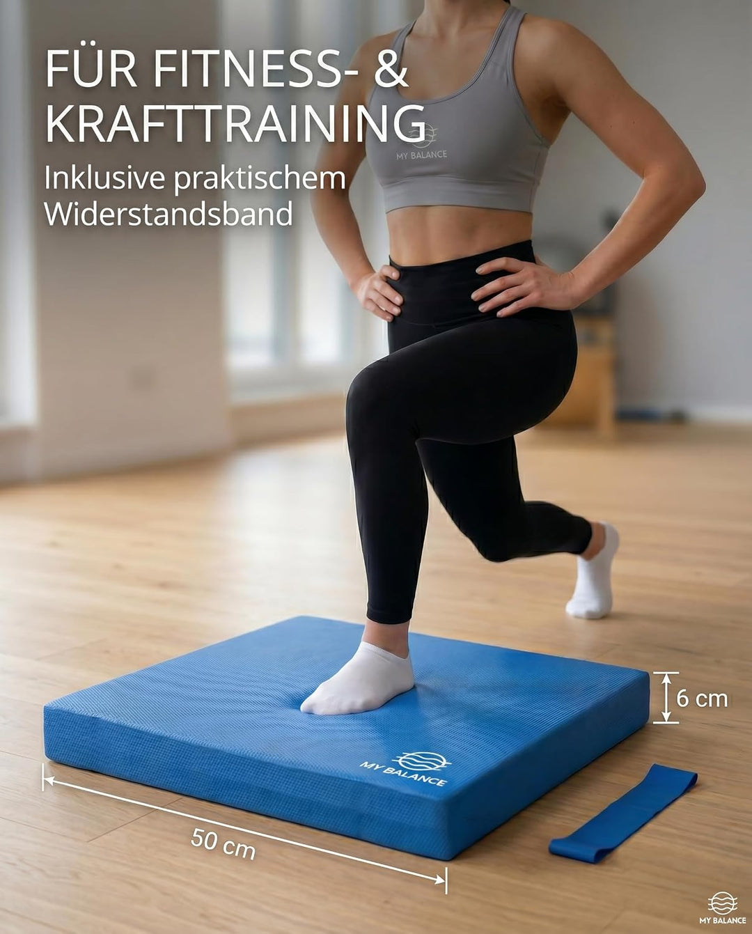 XXL - Balance Pad inkl. Widerstandsband I Hochwertiges Balancekissen mit E-Book I Stärkt deine Balan
