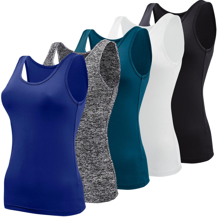 BQTQ 5 Stück Unterhemd Damen Crop Top Tank Top Basic Cami Tank Top für Frauen und Mädchen XL Schwarz