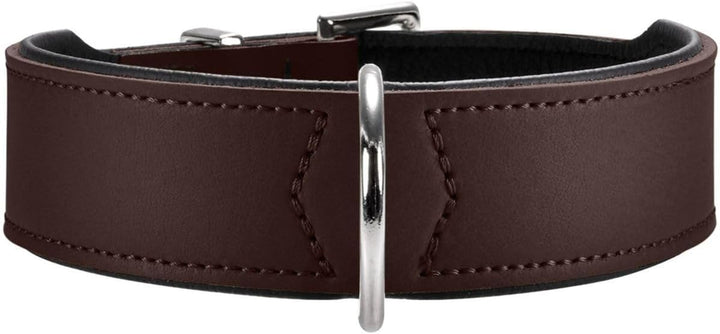 HUNTER BASIC Hundehalsband, beschichtetes Spaltleder, Kunstleder, schlicht, robust, witterungsbestän