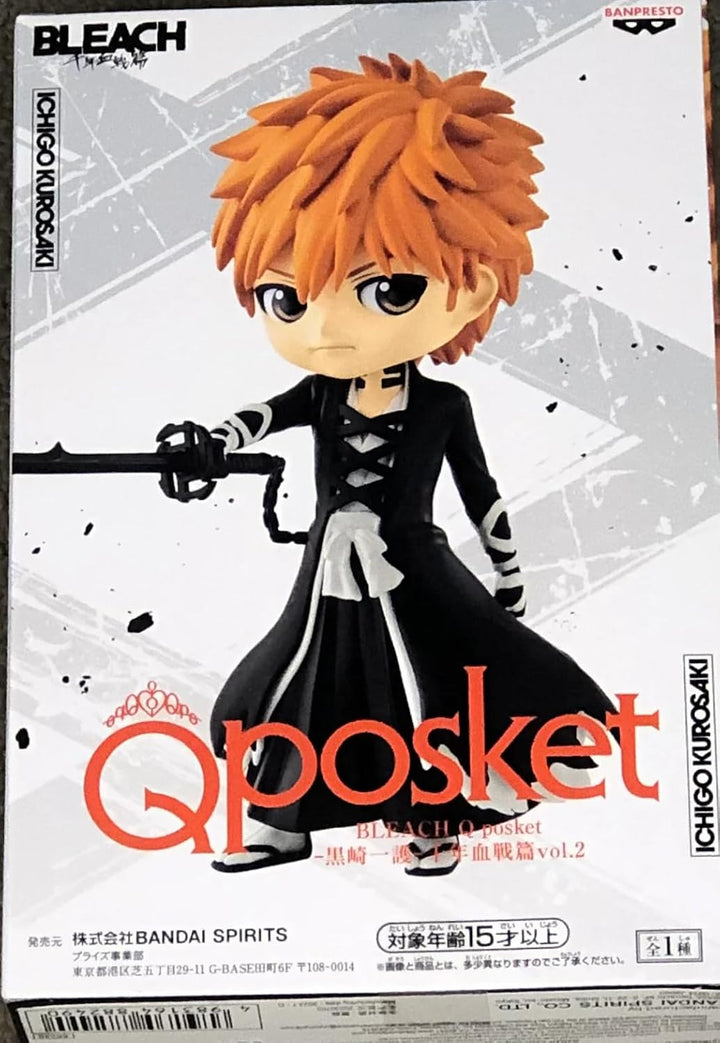 Banpresto, Figur Q Posket Ichigo Kurosaki Bleach, Thousand Year Blood War Vol.2 14 cm, Mehrfarbig BP