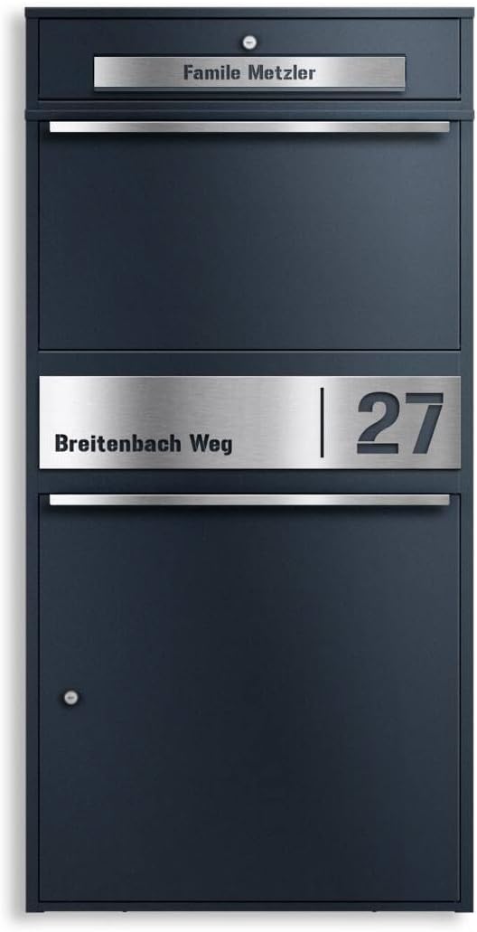 Metzler Paketbox draussen gross XXL, Briefkasten mit Paketfach in Anthrazit RAL7016, Paketbriefkaste