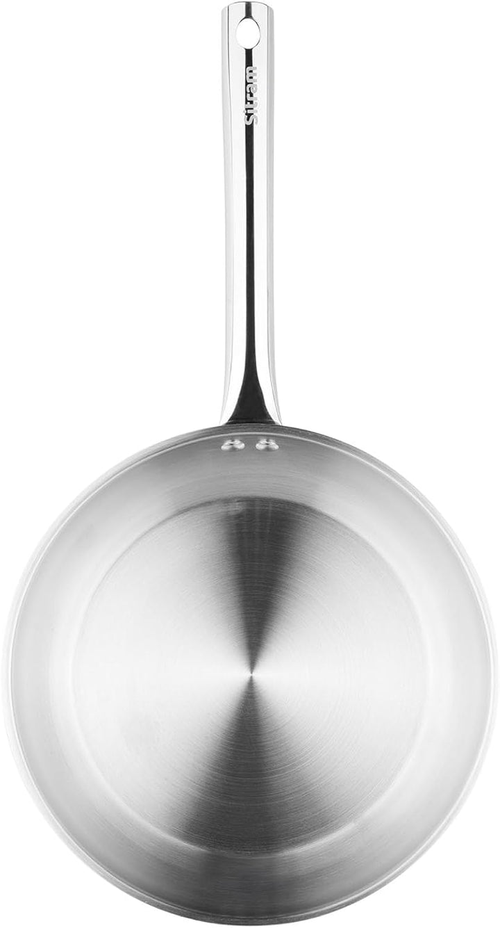 Sitram 717094 Endurance Pfanne, Ø 28 cm, 100% Edelstahl – 3-lagiger Boden – innen ohne schädliche Be