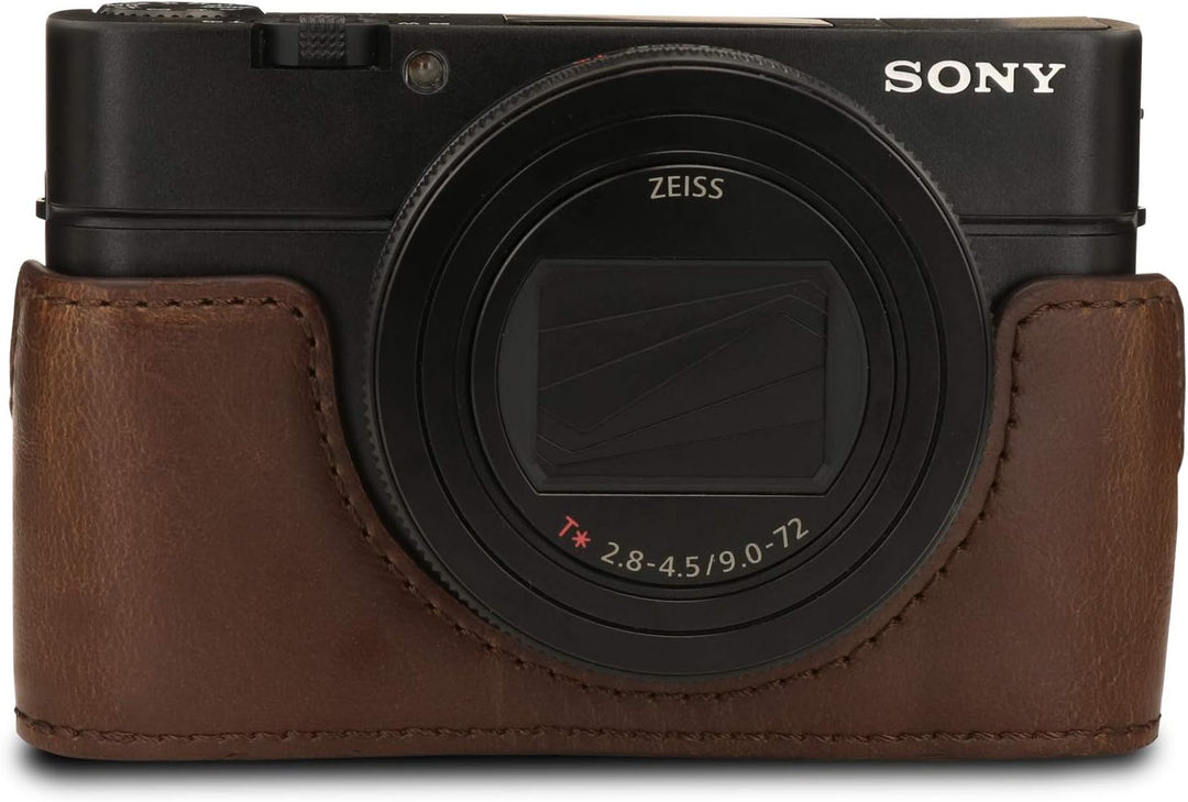 MegaGear MG1731 Ever Ready Leder Kameratasche mit Trageriemen kompatibel mit Sony Cyber-Shot DSC-RX1