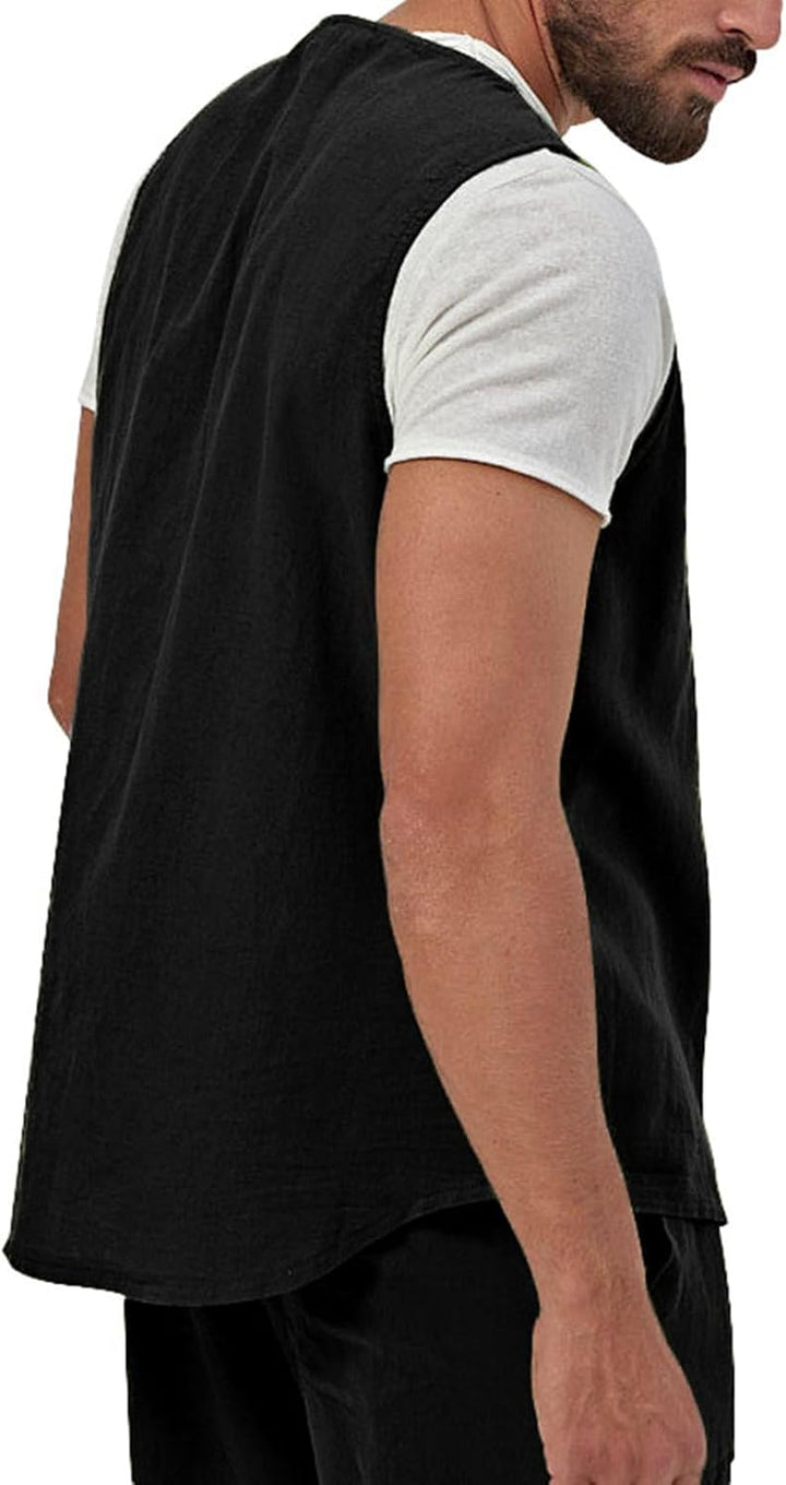 Herren-Leinenwesten-Set Shorts 2024 Mode Strand Hochzeit Anzüge 2 Stück Outfits formelle Weste Set f