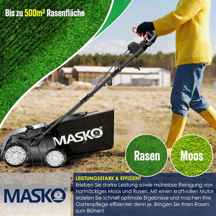 MASKO® - Elektro 2in1 Vertikutierer Rasenlüfter 1800 Watt 40cm Arbeitsbreite 55L Fangkorb inkl. Lüft