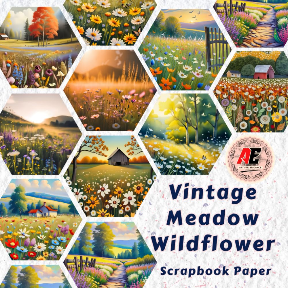 VINTAGE MEADOW WILDFLOWER SCRAPBOOK PAPER: 20 Double Sided Sheets for Scrapbooking, Junk Journals, O