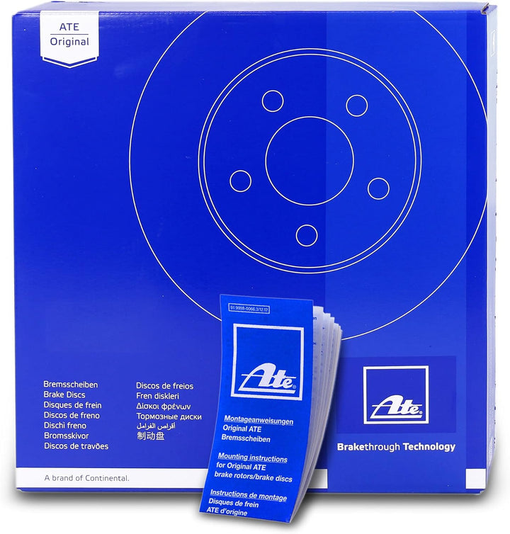ATE Original Bremsscheibe - 2 Bremsscheiben - 24.0122-0210.1 - ECE-R90 Strassenzulassung Single, Sin