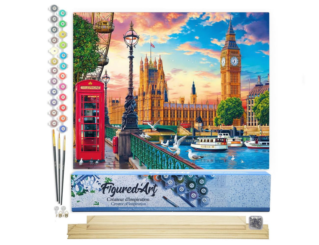 Figured'Art Malen Nach Zahlen Erwachsene Mit Rahmen Frühling in London - Paint by Numbers Basteln DI
