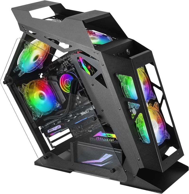 MarsGaming MC61 Schwarz, PC-Gehäuse Gaming Kompaktes Micro-ATX, 4 x 12cm Lüfter, ARGB Chroma, Dual T