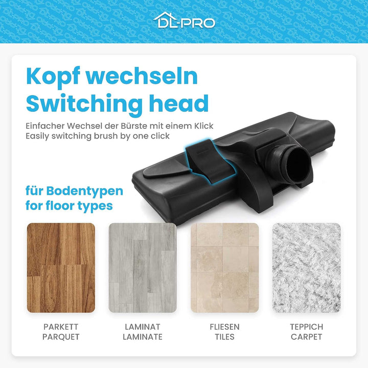 DL-pro Universal Staubsaugerdüse Staubsauger Bürste Set mit 7 Kupplungen in verschiedener Durchmesse