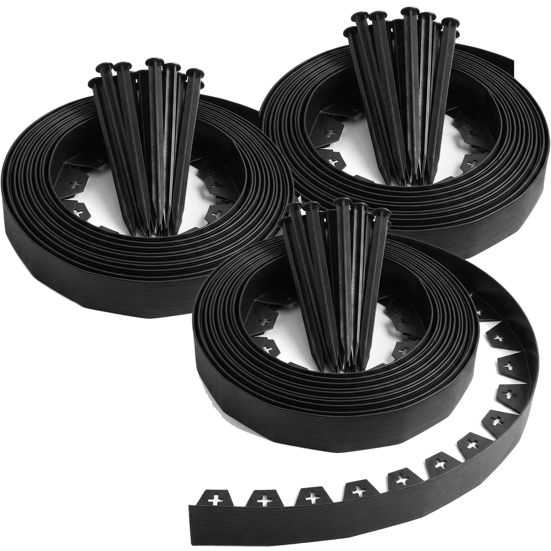Flexible Rasenkante aus Kunststoff, 30 m (3 x 10 m), 4 cm hohe Landschaftskante, einfache Installati