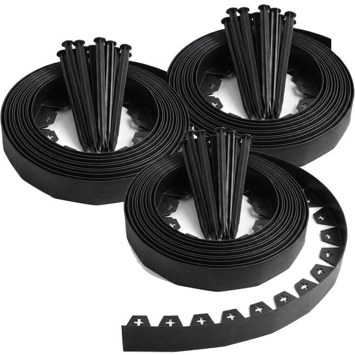 Flexible Rasenkante aus Kunststoff, 30 m (3 x 10 m), 4 cm hohe Landschaftskante, einfache Installati