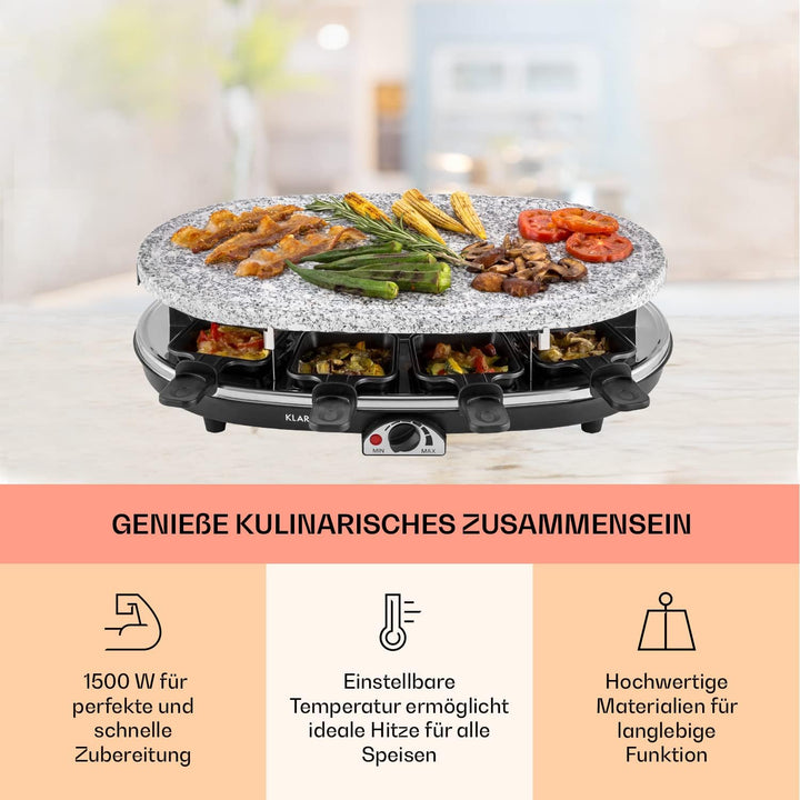 Klarstein Steaklette All-U-Can-Grill Raclette - 1500 Watt Raclette Grill, Raclette 8 Personen inkl.
