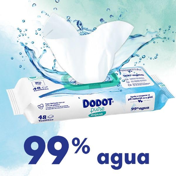 Dodot Pure Aqua Feuchttücher für Babys, 864 Tücher (18 Packungen mit 48 Stück) helfen den natürliche
