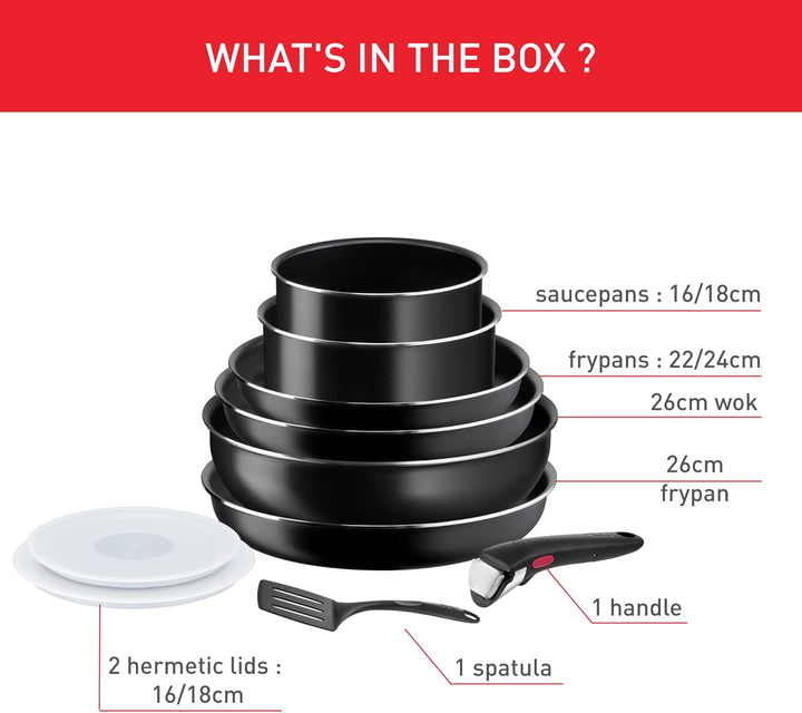 Tefal Ingenio Easy On Kochgeschirr, 10-teilig, Antihaftbeschichtung, Kochstart, Diffusionsbasis, ges