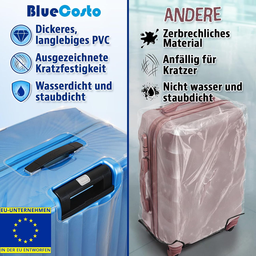 BlueCosto Transparente PVC Koffer Abdeckungen Kofferhülle Kofferschutzhülle Koffer Hülle L Grosser:2