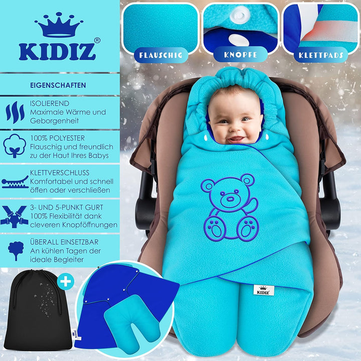 KIDIZ® Baby Einschlagdecke Babyschale Winter Herbst Babydecke mit Tasche Universal Fusssack kompatib